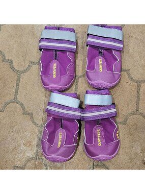 Qumy Purple Dog Boots Size 6  Reflective Straps Non-Slip Sole Outdoor Adventures